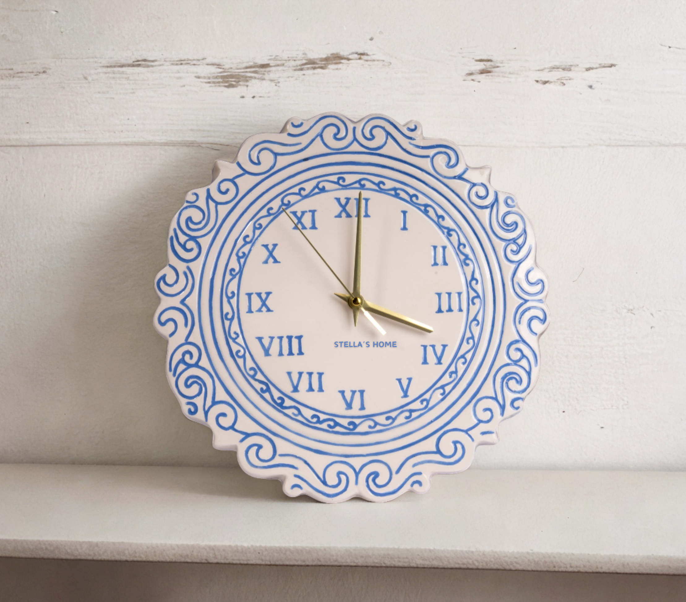 White & Blue Wall Clock – NISS HOME