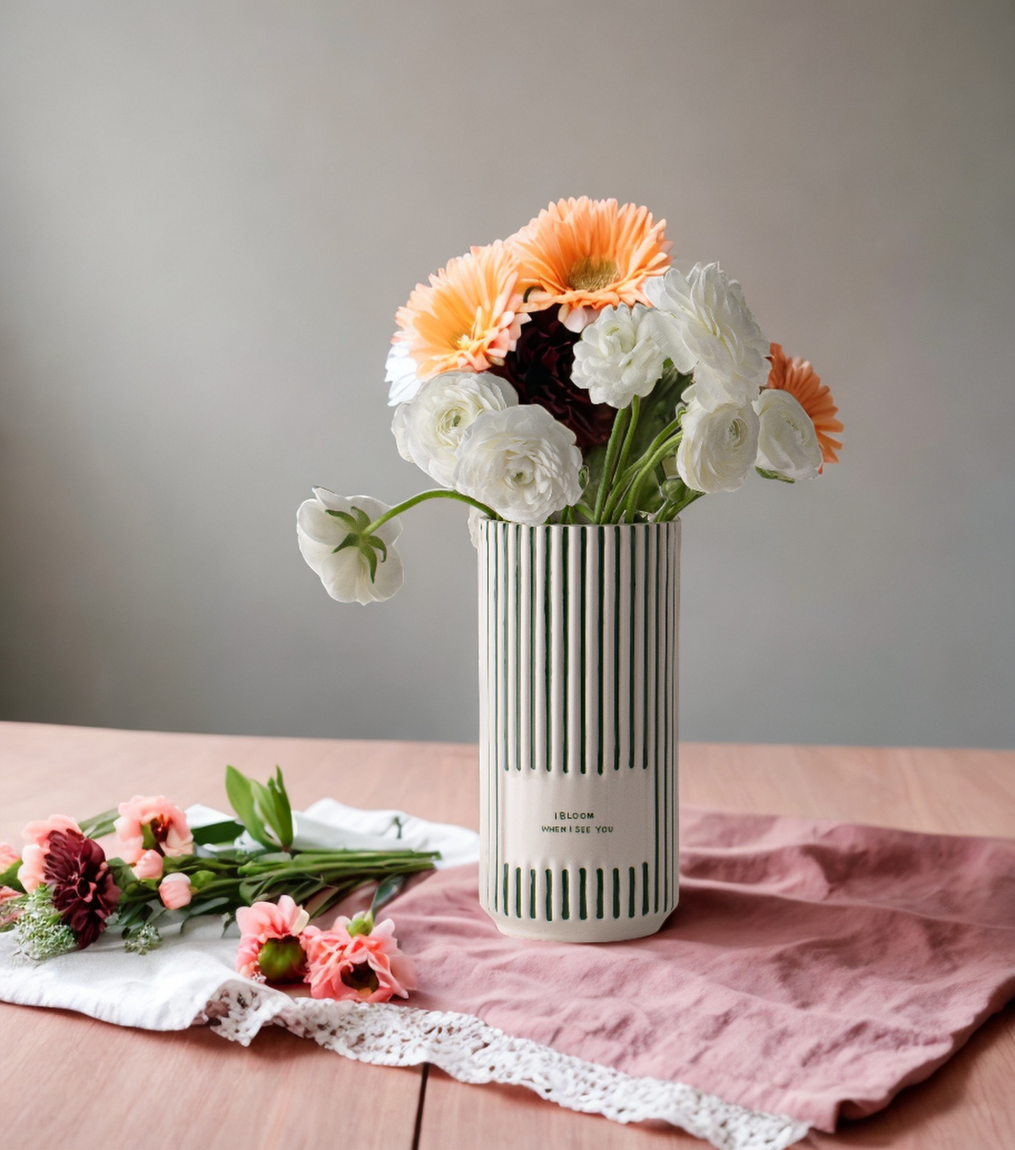 Green Striped Vase