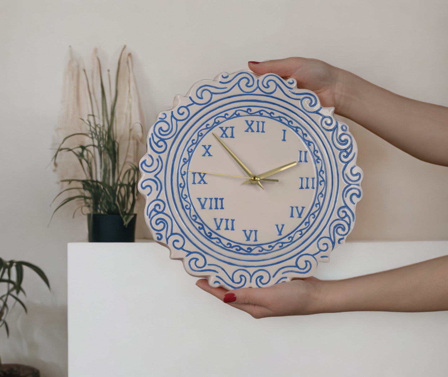 White & Blue Wall Clock