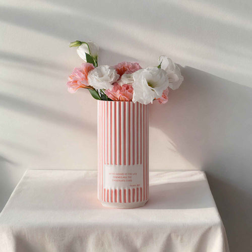 Pink Striped Vase