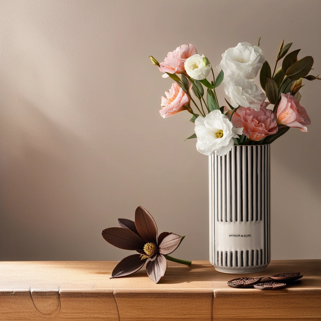 Black end White Striped Personalized Ceramic Vases | Custom Flower Pot | Hand made Gifted | Names of Your Loved Ones