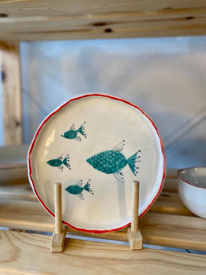 Salad&bowl&service plates set with fish Paint