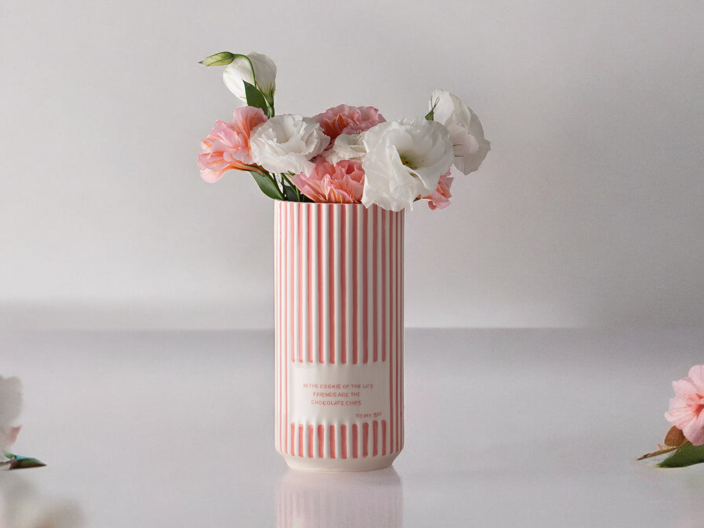 Pink Striped Vase