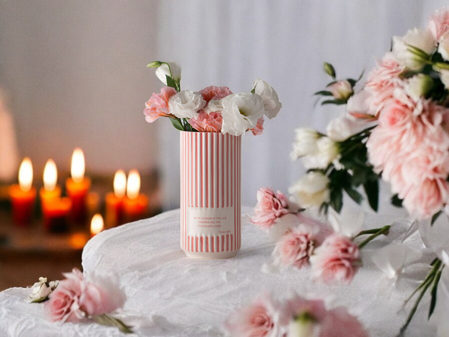 Pink Striped Vase