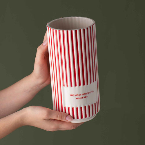 Red Striped Vase