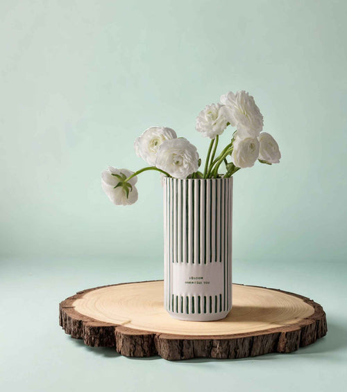 Green Striped Vase